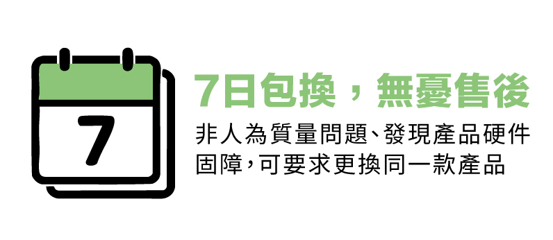 7日包換，無憂售後